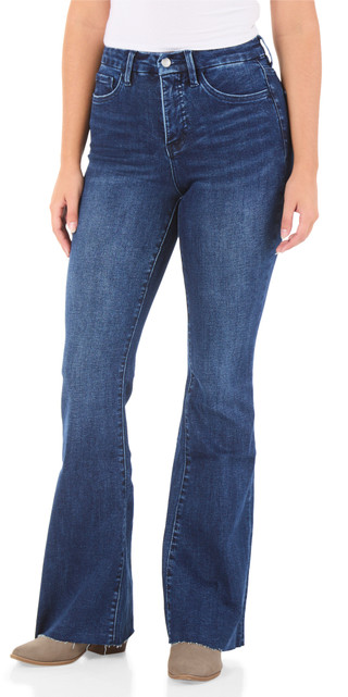 Thumbnail 1: VERVET Juniors High Rise Raw Hem Bootcut Flare Jeans 