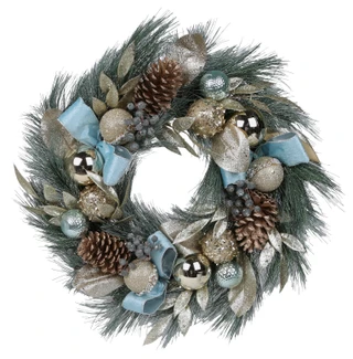 Thumbnail 1: Magical Season 22 in Coastal Christmas ball & Pinecone Wreath with Bow 