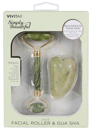 Thumbnail 1: Vivitar 2 Pc Jade Facial Roller & Gua Sha Set 