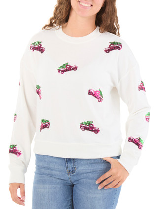 Thumbnail 1: Marled Juniors Sequin Christmas Truck Crew Neck Sweater  