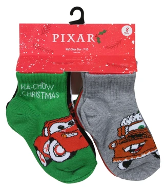 Thumbnail 1: Disney Boys 8 Pk Cars Christmas Quarter Socks 