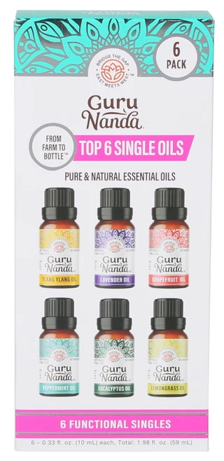 Thumbnail 1: Guru Nanda 6 Pk Pure & Natural Essential Oils Set 