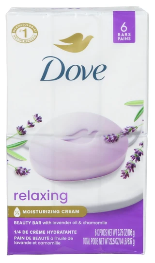Thumbnail 1: DOVE 6 Pk Lavender Oil & Chamomile Moisturizing Cream Beauty Bars 