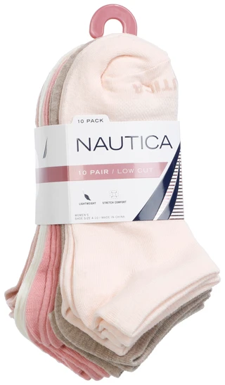 Thumbnail 1: Nautica Women's 10 Pk Flat Knit Low Cut Socks 