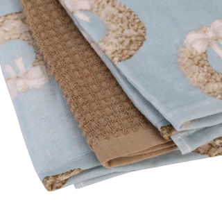 Thumbnail 2: Lillian Studio 3 Pk Coral Wreath Kitchen Towels  