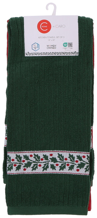 Thumbnail 1: Caro Home 3 Pk Christmas Kitchen Towels 