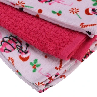 Thumbnail 2: Nicole Miller 3 Pk Christmas Flamingo Kitchen Towels  