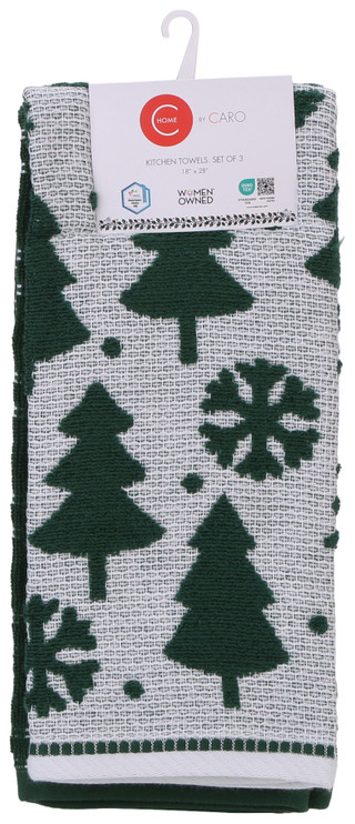 Thumbnail 1: Caro Home 3 Pk Festive Trees Kitchen Towels  
