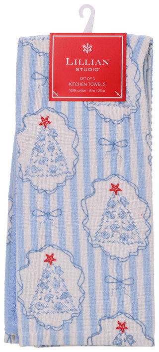 Thumbnail 1: Lillian Studio 3 Pk Christmas Tree Stripe Kitchen Towels  