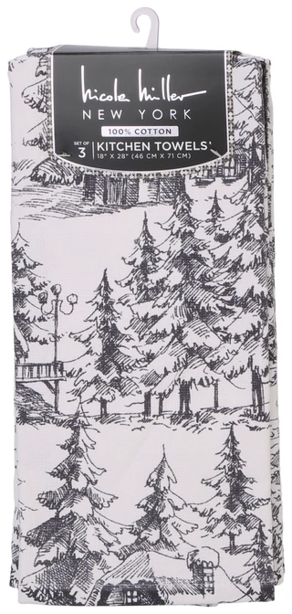 Thumbnail 1: Nicole Miller 3 Pk Cabin Woods Kitchen Towels  