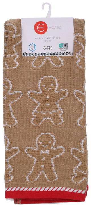 Thumbnail 1: Caro Home 3 Pk Frosted Gingerbread Kitchen Towels  