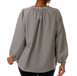 Thumbnail 2: MAX STUDIO Women's Plus Long Sleeve Split-Neck Printed Top 