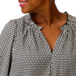 Thumbnail 3: MAX STUDIO Women's Plus Long Sleeve Split-Neck Printed Top 