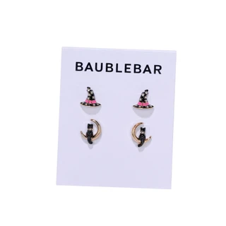 Thumbnail 1: Baublebar 2 Pk Gold Tone Halloween Cat & Witch Hat Earrings Set 