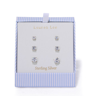 Thumbnail 1: Lauren Lee 3 Pk Gold Tone Stud Earrings Set 