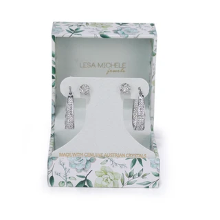 Thumbnail 1: LESA MICHELE 2 Pk Crystal Stud & Hoop Earrings Set 