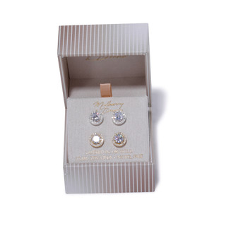 Thumbnail 1: Mulberry & Broome 2 Pk Gold & Silver Tone Crystal Stud Earrings Set 