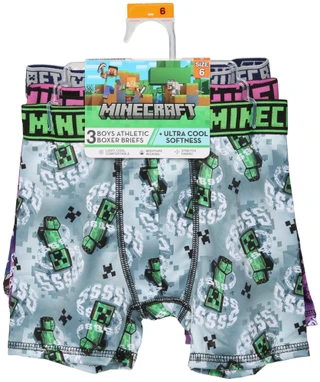 Thumbnail 1: Minecraft Boy's 3 Pk Print Athletic Boxer Briefs  
