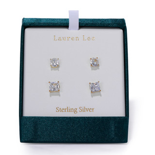 Thumbnail 1: Lauren Lee 2 Pk Gold Tone Stud Earrings Set 