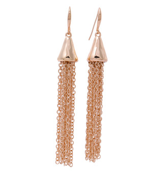 Thumbnail 1: ROBERT LEE MORRIS Gold Tone Tassel Chain Drop Earrings 