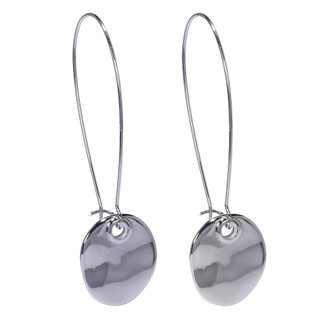 Thumbnail 1: ROBERT LEE MORRIS Silver Tone Disc Drop Earrings with Wire Hooks 