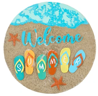 Thumbnail 1: JD YEATTS 10 In Welcome Flip Flop Cement Stepping Stone 