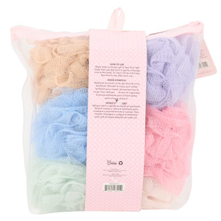 Thumbnail 5: Relaxzen 6 Pk Exfoliating Spa Poufs in Zippered Mesh Pouch 