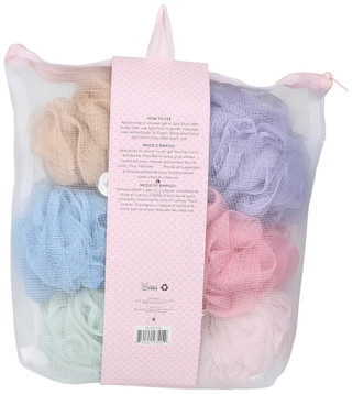 Thumbnail 7: Relaxzen 6 Pk Exfoliating Spa Poufs in Zippered Mesh Pouch 