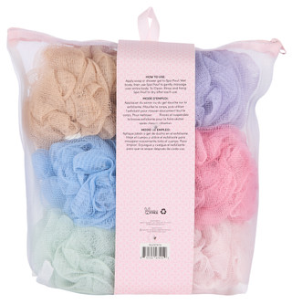 Thumbnail 8: Relaxzen 6 Pk Exfoliating Spa Poufs in Zippered Mesh Pouch 