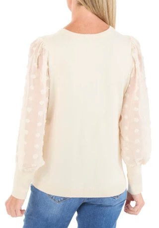 Thumbnail 2: Adrianna Papell Women's Long Mesh Sleeve Sweater Top 