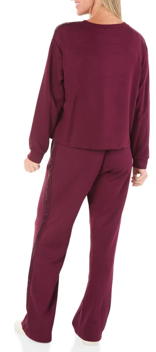 Thumbnail 2: MAGASCHONI Women's 2 Pc Rhinestone Crew Neck Pants Set 
