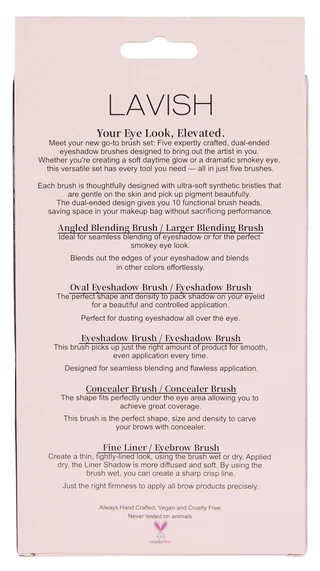 Thumbnail 2: Lavish 5 Pk Handcrafted Dual-Ended Eyeshadow Applicator Brushes 