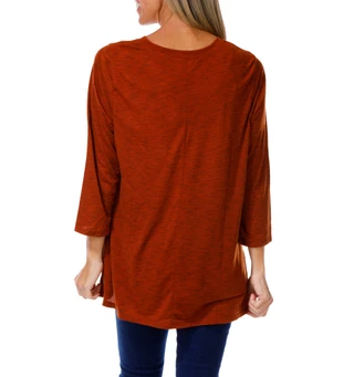 Thumbnail 2: Tru Self Women's Harvest Farm Grown Pumpkins Button Hem Top 