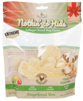 Thumbnail 1: Fieldcrest Farms 4 Pk Christmas Gingerbread Men Collagen Based Dog Chews 