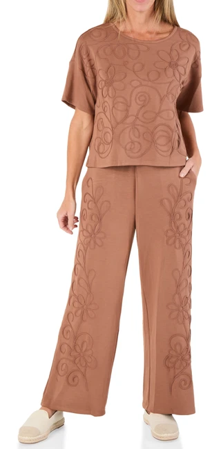 Thumbnail 1: Truth by Republic Women's 2 Pc Embroidered Wide Leg Pants Set 