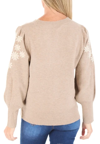 Thumbnail 2: Zac & Rachel Women's Embroidered Shoulder Long Sleeve Sweater 