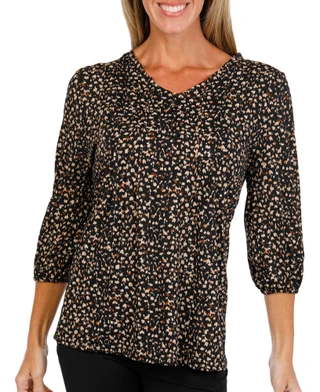 Thumbnail 1: Ava & Grace Women's 3/4 Sleeve 5 Button Animal Print Top 