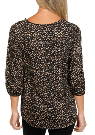 Thumbnail 2: Ava & Grace Women's 3/4 Sleeve 5 Button Animal Print Top 