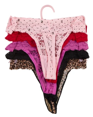 Thumbnail 2: Juicy Couture Women's 5 Pk Lace Trim Thong Panties  