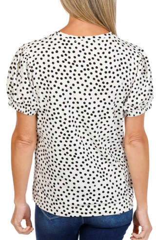Thumbnail 2: RACHEL ROY Women's Puffy Sleeve Crew Neck Polka Dot Top 