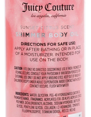 Thumbnail 2: Juicy Couture 4 oz Peptide Infused Citrus Scented Shimmer Body Oil 