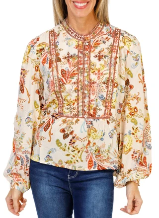 Thumbnail 1: Dear John Women's Embroidered Peplum Blouse  