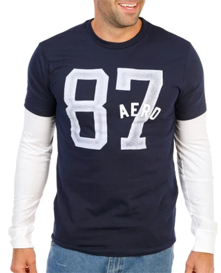 Thumbnail 1: Aeropostale Men's Long Sleeve Graphic Twofer Tee 