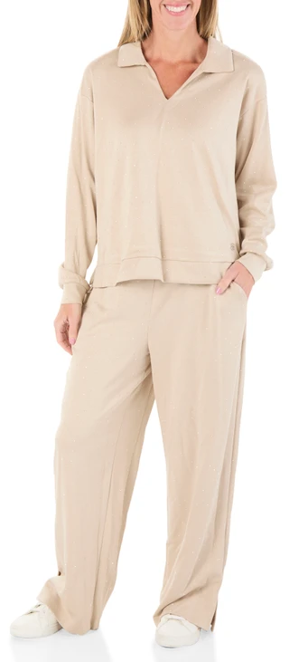 Thumbnail 1: ADRIENNE VITTADINI Women's 2 Pc V-Neck Wide Leg Studded Pants Set 