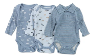Thumbnail 1: Elephant & Castle Baby Boys 3 Pk Long Sleeve Car Print Onesies  
