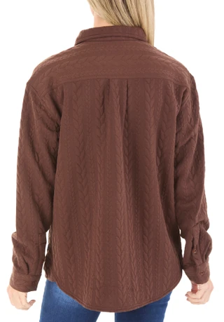 Thumbnail 2: Lands' End Women's Button Front Cable Shacket 