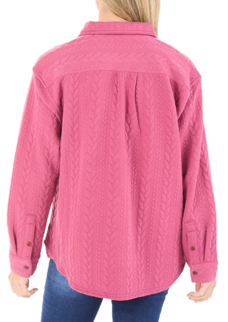 Thumbnail 2: Lands' End Women's Button Front Cable Shacket 