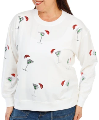 Thumbnail 1: Marled Women's Plus Christmas Sequin Sweatshirt 