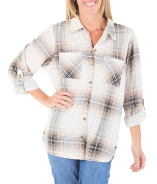 Thumbnail 1: Zac & Rachel Women's Button Front Double-Pocket Top 