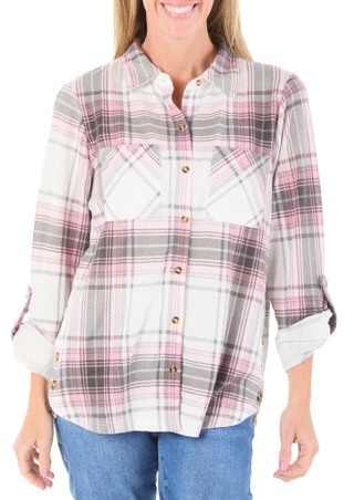 Thumbnail 1: Zac & Rachel Women's Button Front Double-Pocket Top 